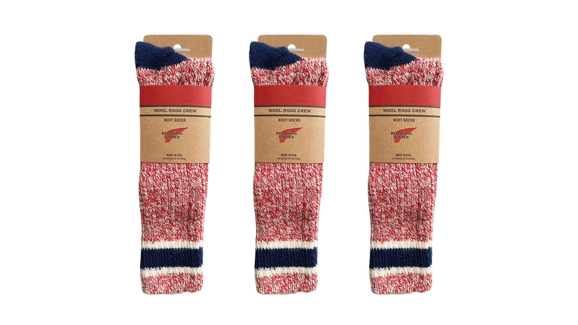 3-Pack Wool Blend Ragg Sock Red/Navy