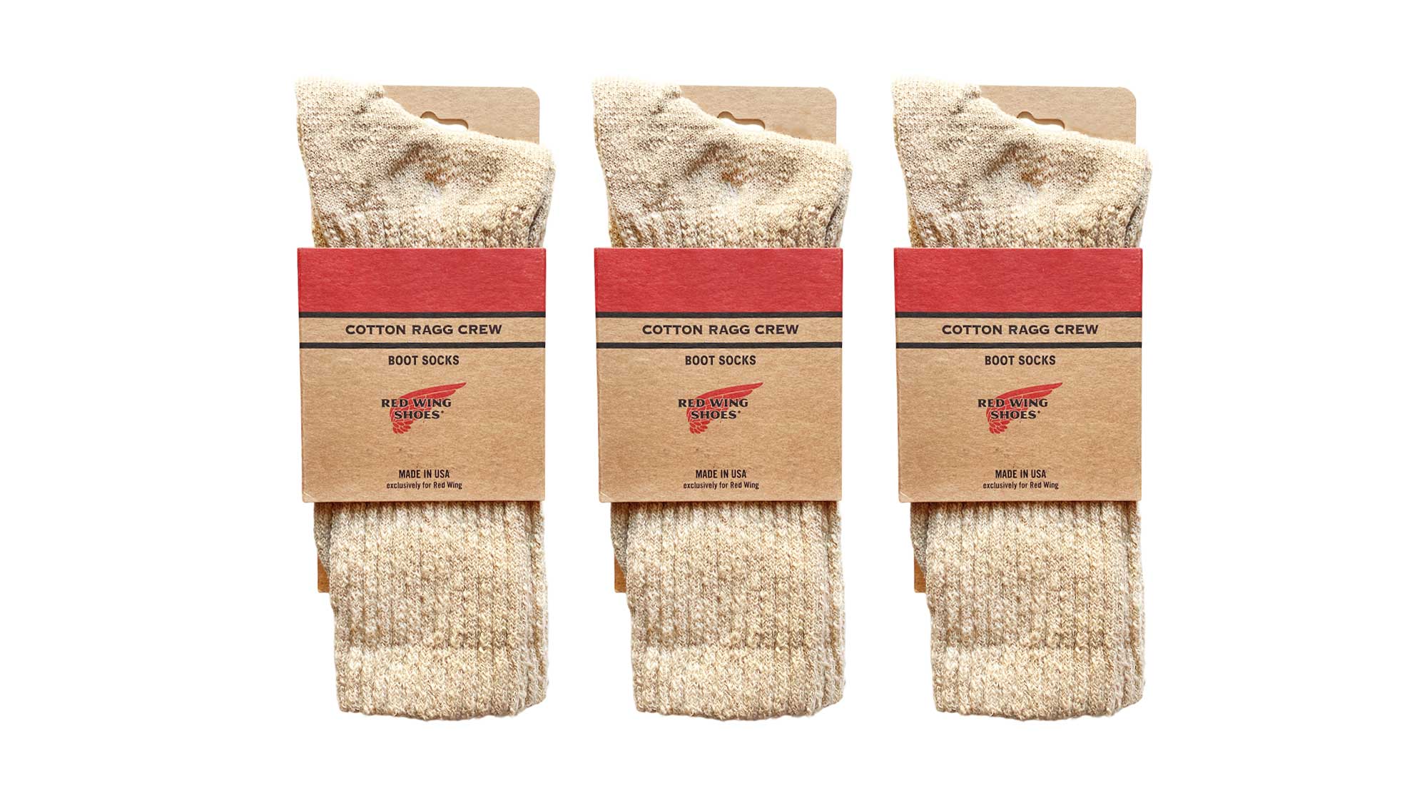 3-Pack Cotton Blend Ragg Sock Cream/Coffee